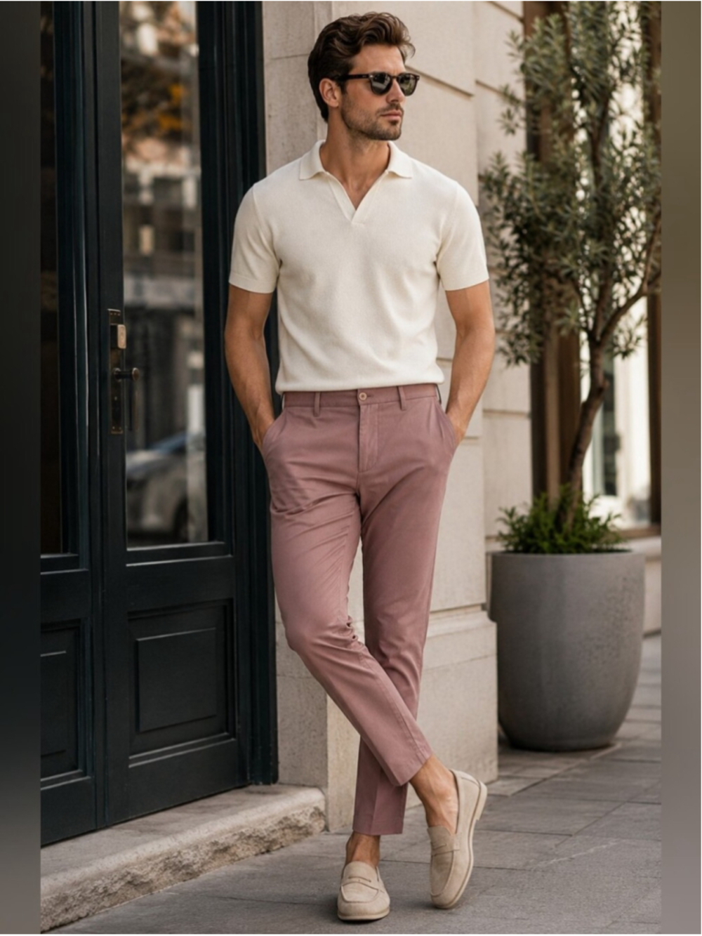 Ted Baker CLIFTRO Men's Slim Fit Chinos – Dusty Pink – 36